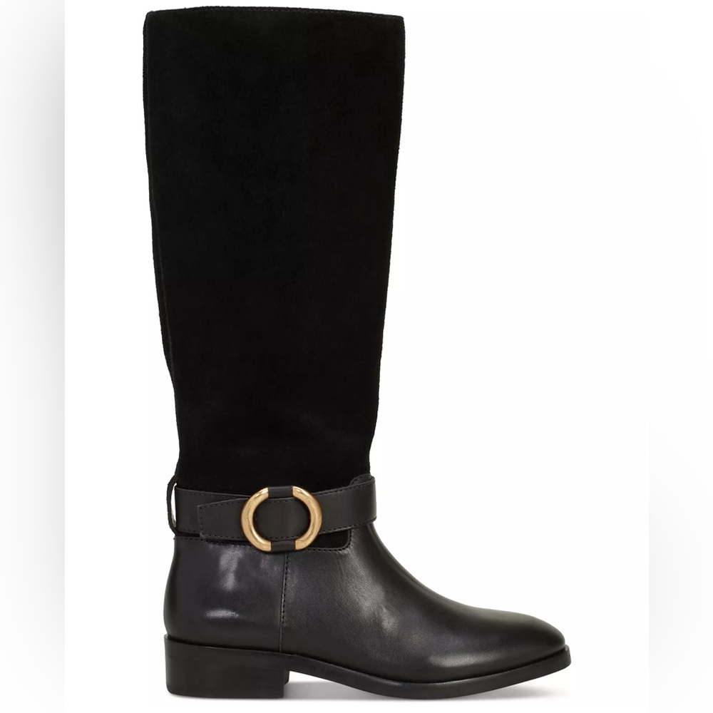 VINCE CAMUTO Silky Leather Buckled Riding Boots